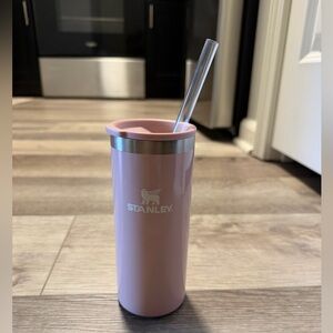 Stanley Slim Blush Pink Tumbler with Straw 10oz